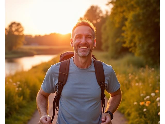 Tomasz (55) po programie AuraŻycie, aktywnie uprawiający nordic walking
